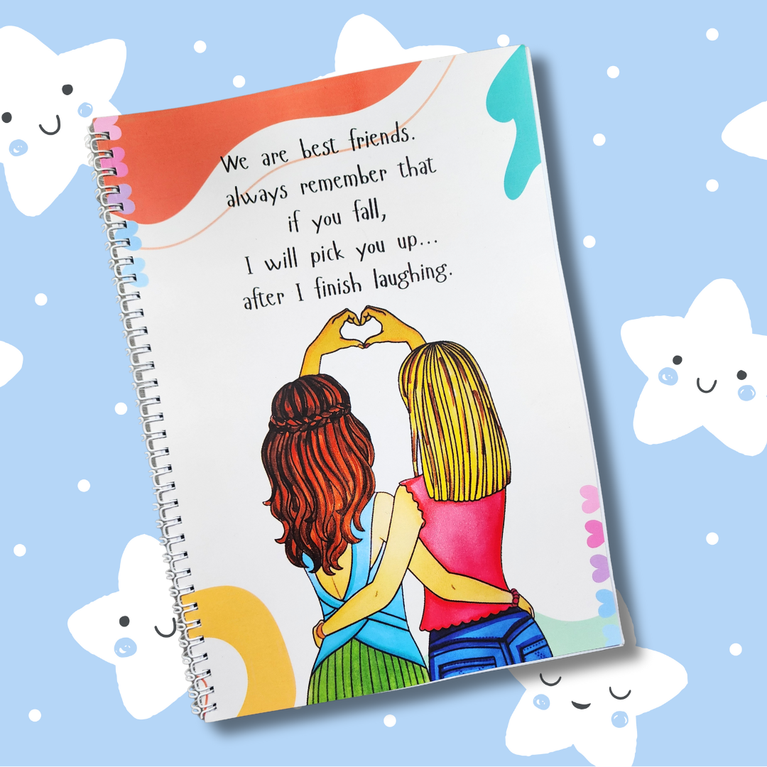 Hand-Colored Best Friends Notebook - A4 Diary Book